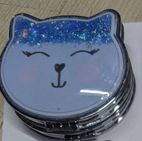 Зеркало карманное двухсторонее круглое (7,2см) кошка-6
