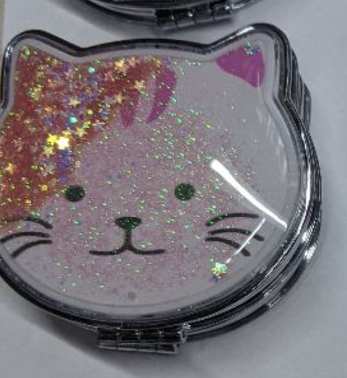 Зеркало карманное двухсторонее круглое (7,2см) кошка-4
