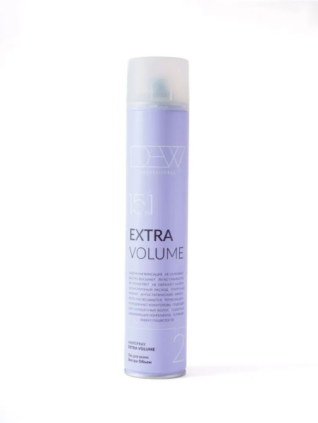 Dew Professional Лак для волос 15 в 1 экстрасильной фиксации Extra Volume 500мл