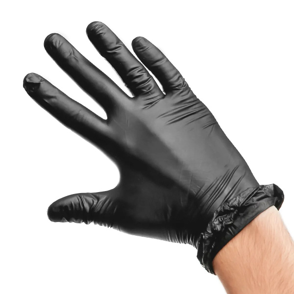 Перчатки нитриловые (S) Benovy черные, 1 пара
