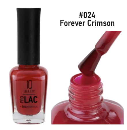 IQ Beauty Сolor ProLac+ Лак для ногтей укрепляющий с биокерамикой Forever Crimson №024 12,5мл